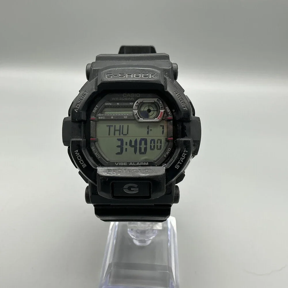 Casio G-Shock GD-350 Mens Watch 50mm Gray Digital Black Resin Alarm New Battery